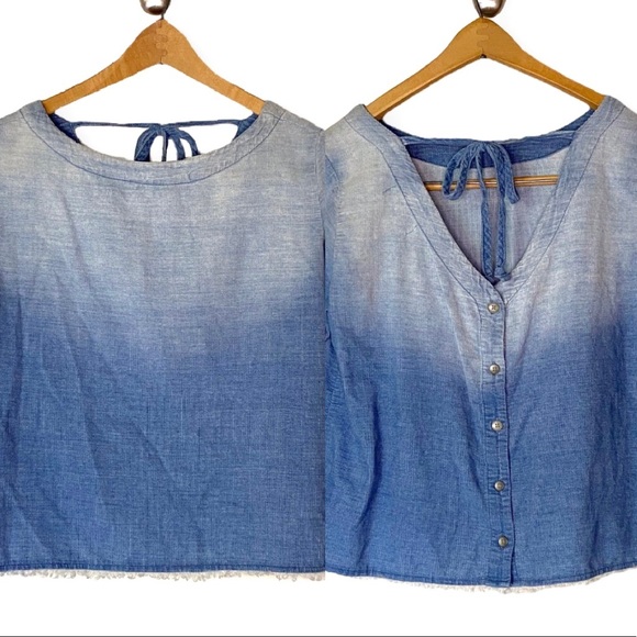 Cloth & Stone 🍁| Ombré Button Back Bell-sleeve Corduroy Blouse. - Picture 8 of 10